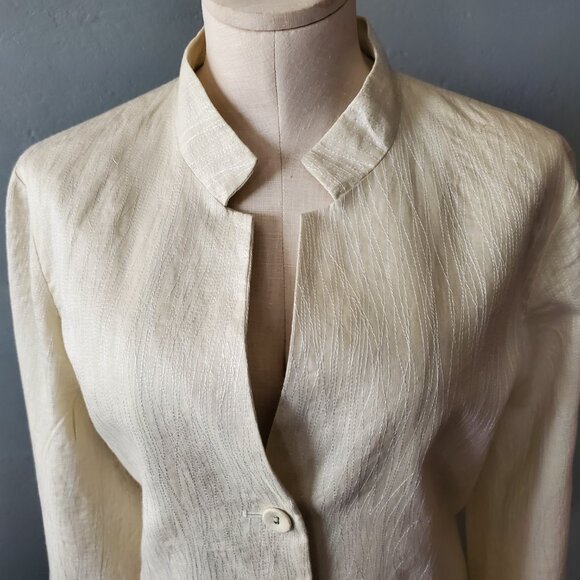 Eileen Fisher Linen Blazer/ Size L/ Oyster White - Picture 4 of 9